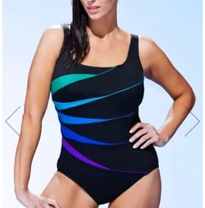 Robbie Len Sunray Print One Piece Swimsuit Size 22W